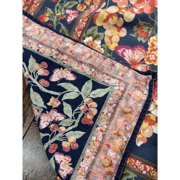 April Cornell Plaid Floral Tulips SMALL Square COTTON Table Cloth 33x30" - Picture 4 of 9